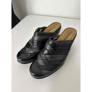 NAOT Black Leather Open Toe Slide Clogs Womens Size 41 US 10